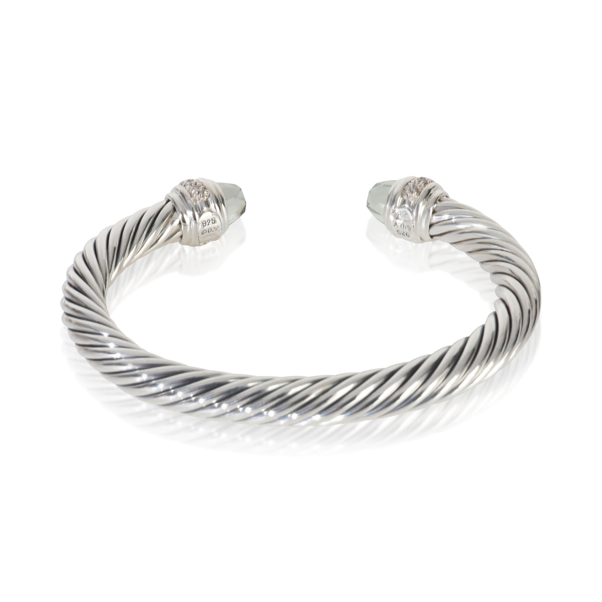 David Yurman Sterling Silver Prasiolite and Diamond Cable Classic Bracelet pv