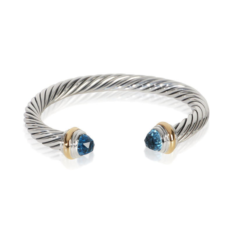 David Yurman Yellow Gold & Sterling Silver Topaz Cable Classic Bracelet fv