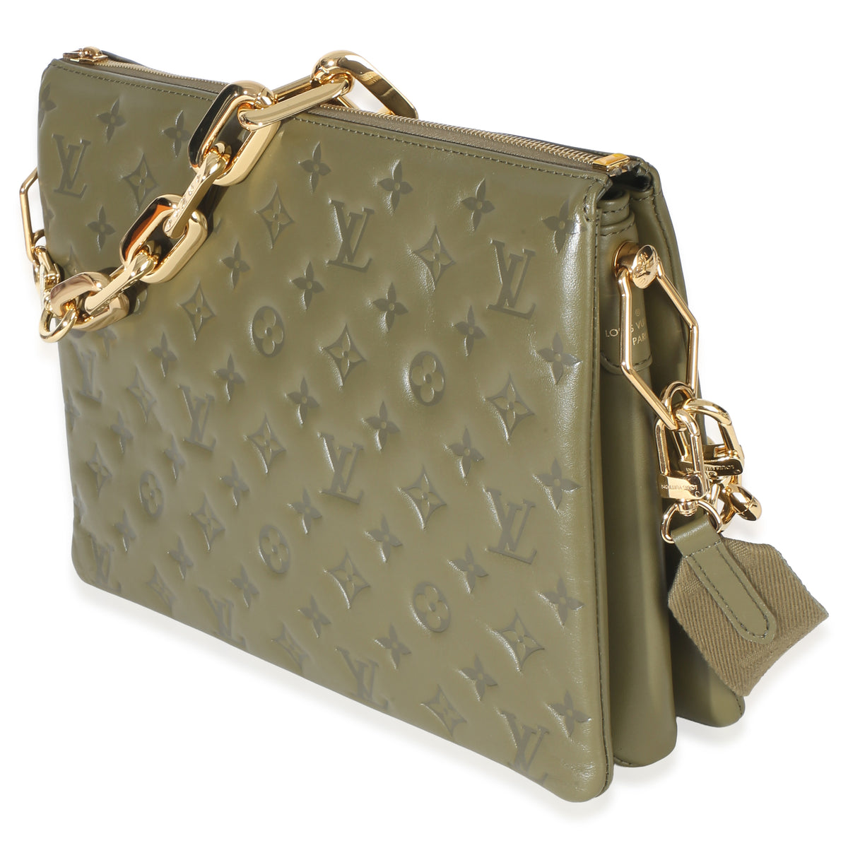 Louis Vuitton Olive Monogram Embossed Lambskin Coussin MM Handbag 2