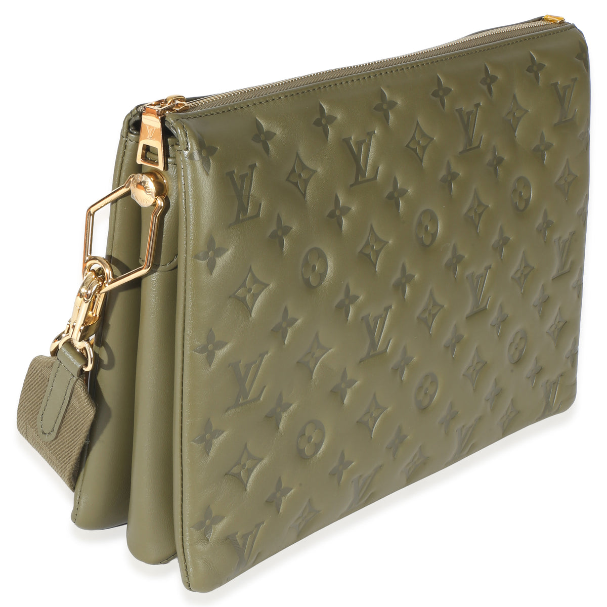 Louis Vuitton Olive Monogram Embossed Lambskin Coussin MM Handbag 3