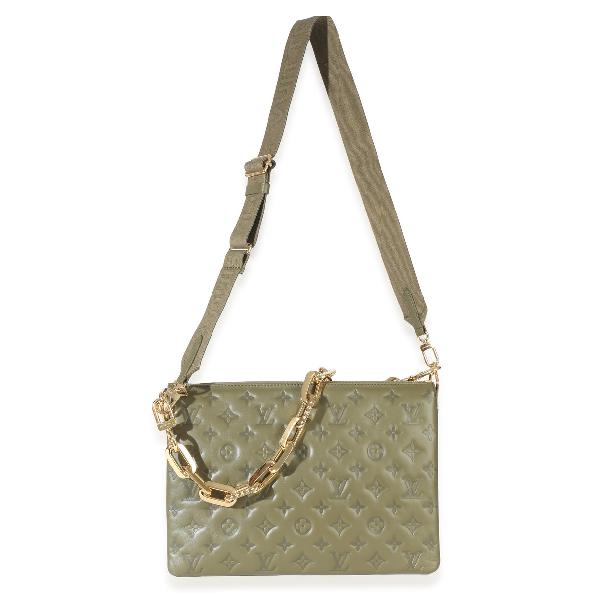 Louis Vuitton Olive Monogram Embossed Lambskin Coussin MM Handbag 8