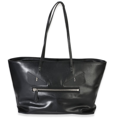 Fendi Black Vitello Monster Medium Roll Tote Handbag fv