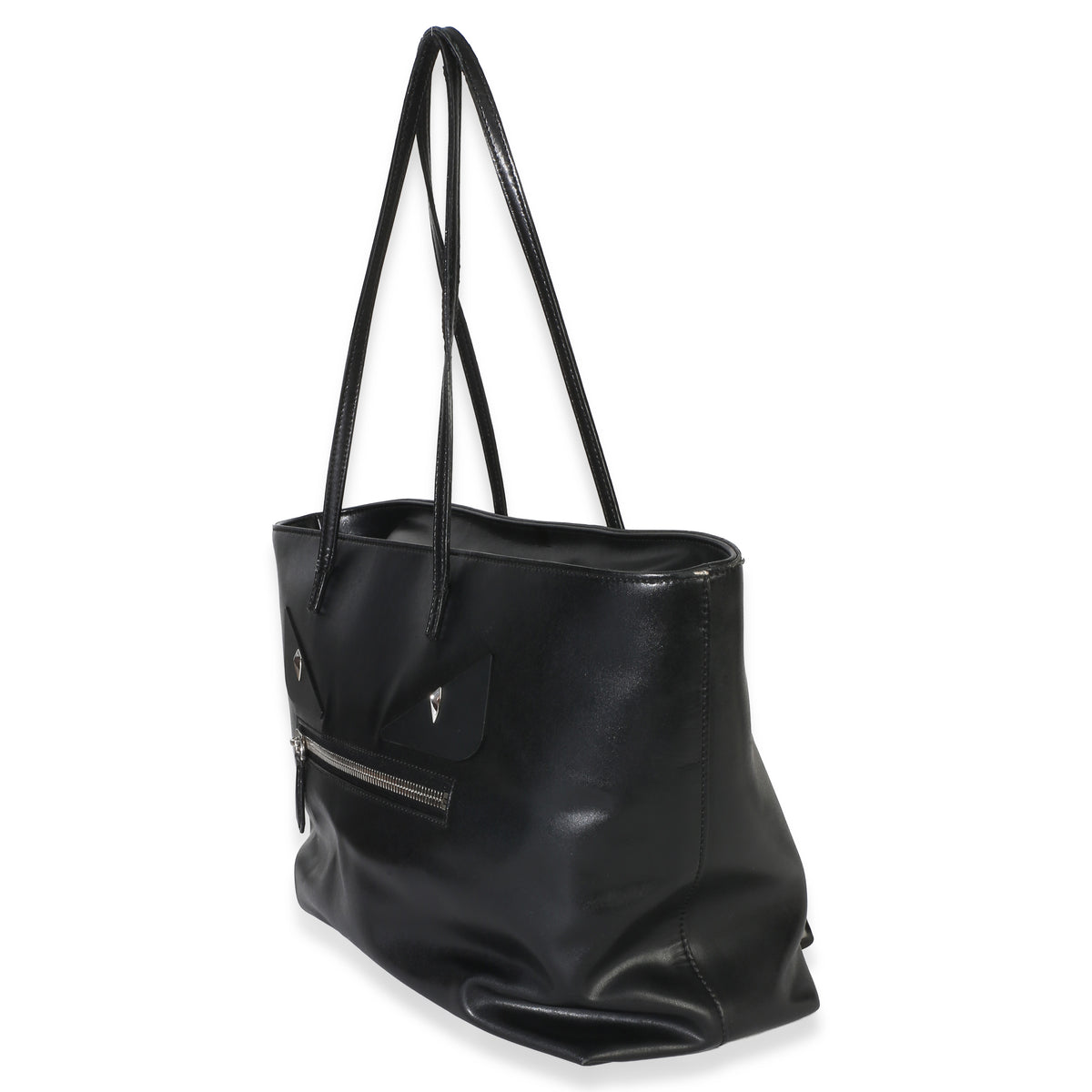 Fendi Black Vitello Monster Medium Roll Tote Handbag 2