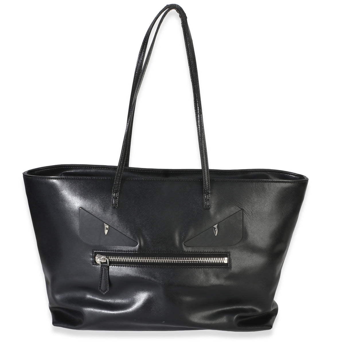 Fendi Black Vitello Monster Medium Roll Tote Handbag fv
