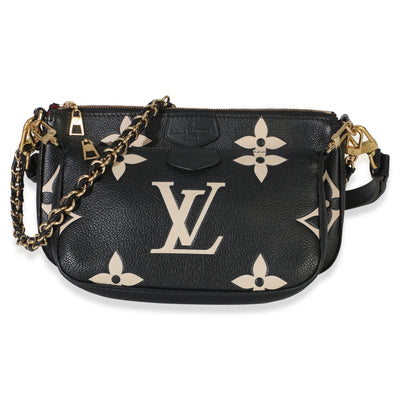 Louis Vuitton Beige Black Monogram Empreinte Multi Pochette Accessoires Handbag fv