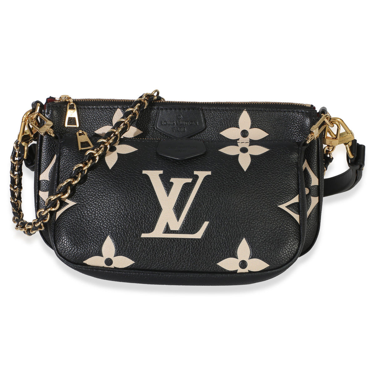 Louis Vuitton Beige Black Monogram Empreinte Multi Pochette Accessoires Handbag fv