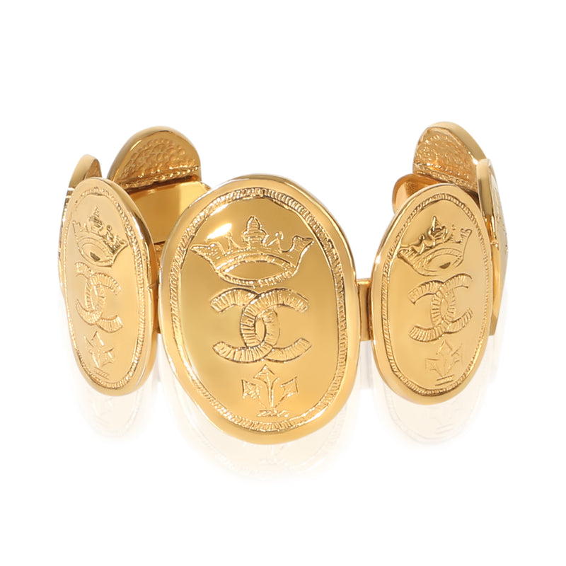Chanel Gold Plated  Vintage Coin Cuff Bracelet fv