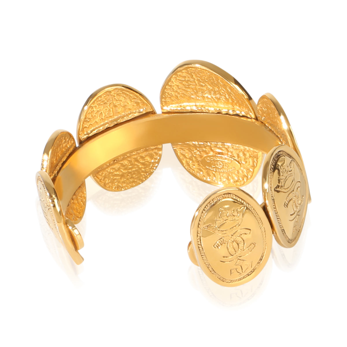 Chanel Gold Plated  Vintage Coin Cuff Bracelet pv