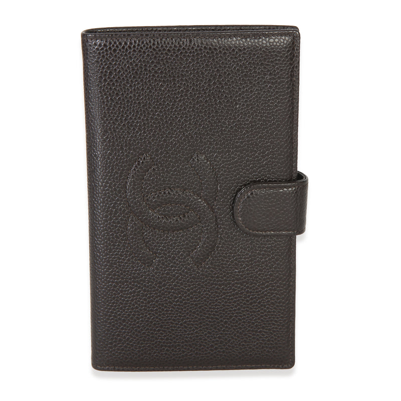 Chanel Brown Caviar Timeless CC French Wallet Handbag id