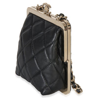 Chanel Black Quilted Lambskin CC Frame Clutch With Chain Handbag 2