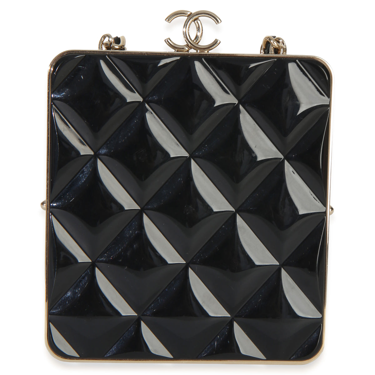 Chanel Black Quilted Lambskin CC Frame Clutch With Chain Handbag 4