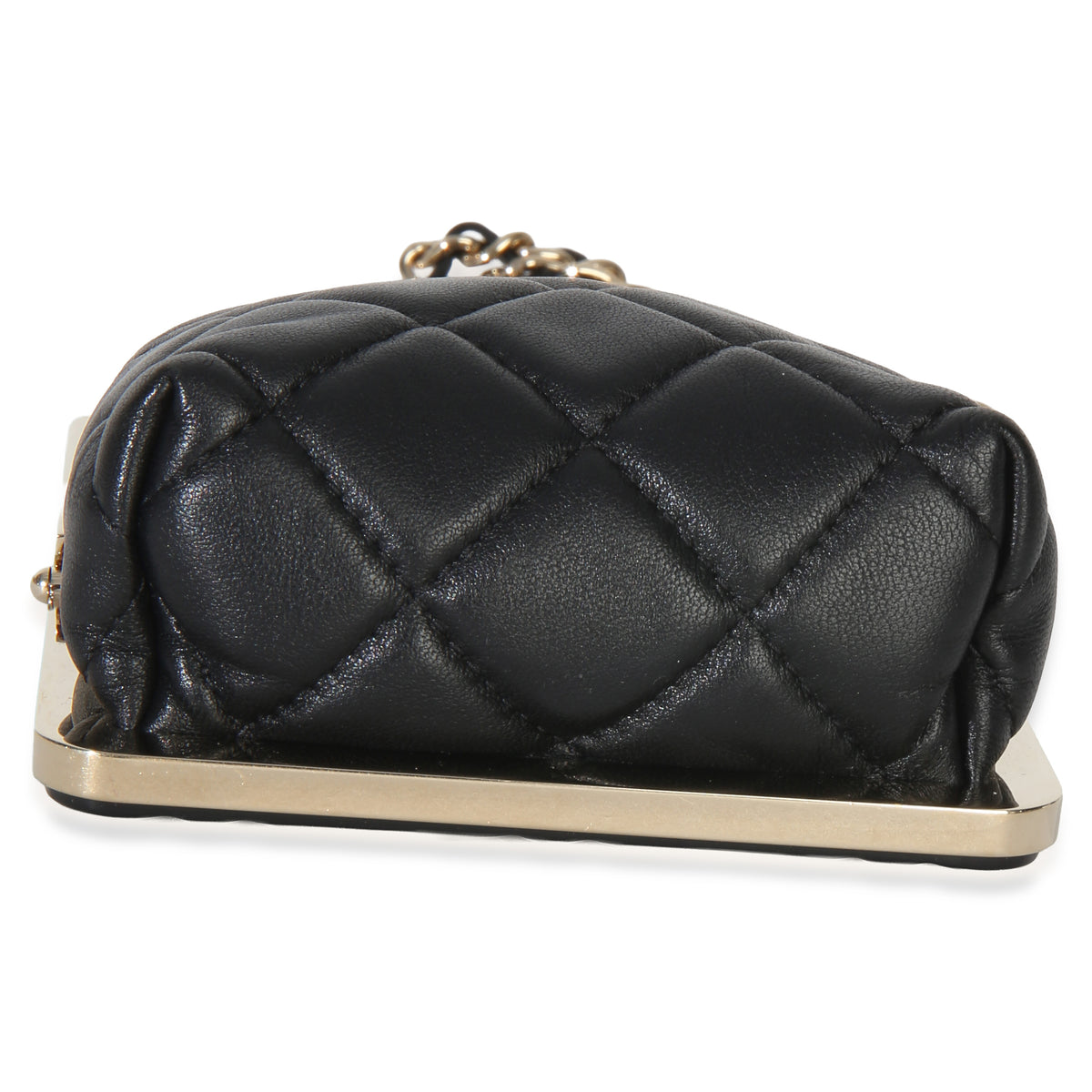 Chanel Black Quilted Lambskin CC Frame Clutch With Chain Handbag 5