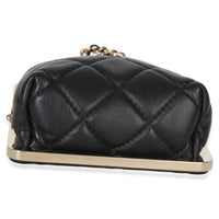Chanel Black Quilted Lambskin CC Frame Clutch With Chain Handbag 5