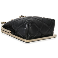 Chanel Black Quilted Lambskin CC Frame Clutch With Chain Handbag 7