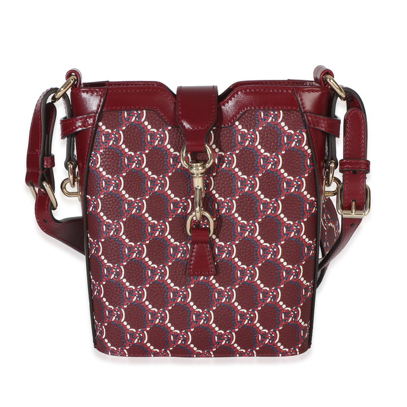 Gucci Red GG Shadow Monogram Canvas Jackie Mini Bucket Bag Handbag id
