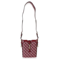 Gucci Red Multicolor GG Monogram Grained Calfskin Mini Shadow Bucket Bag Handbag 8