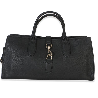 Gucci Black Pebbled Calfskin Medium Jackie Tote Bag Handbag fv