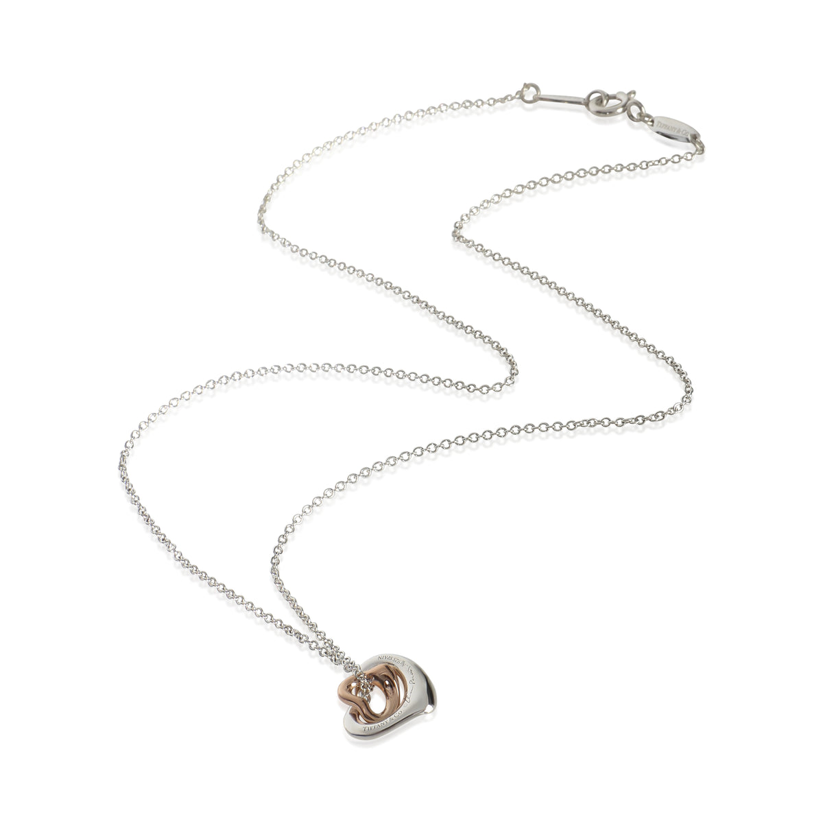 Tiffany & Co. Rose Gold & Sterling Silver Elsa Peretti Extra Open Heart Pendant pv