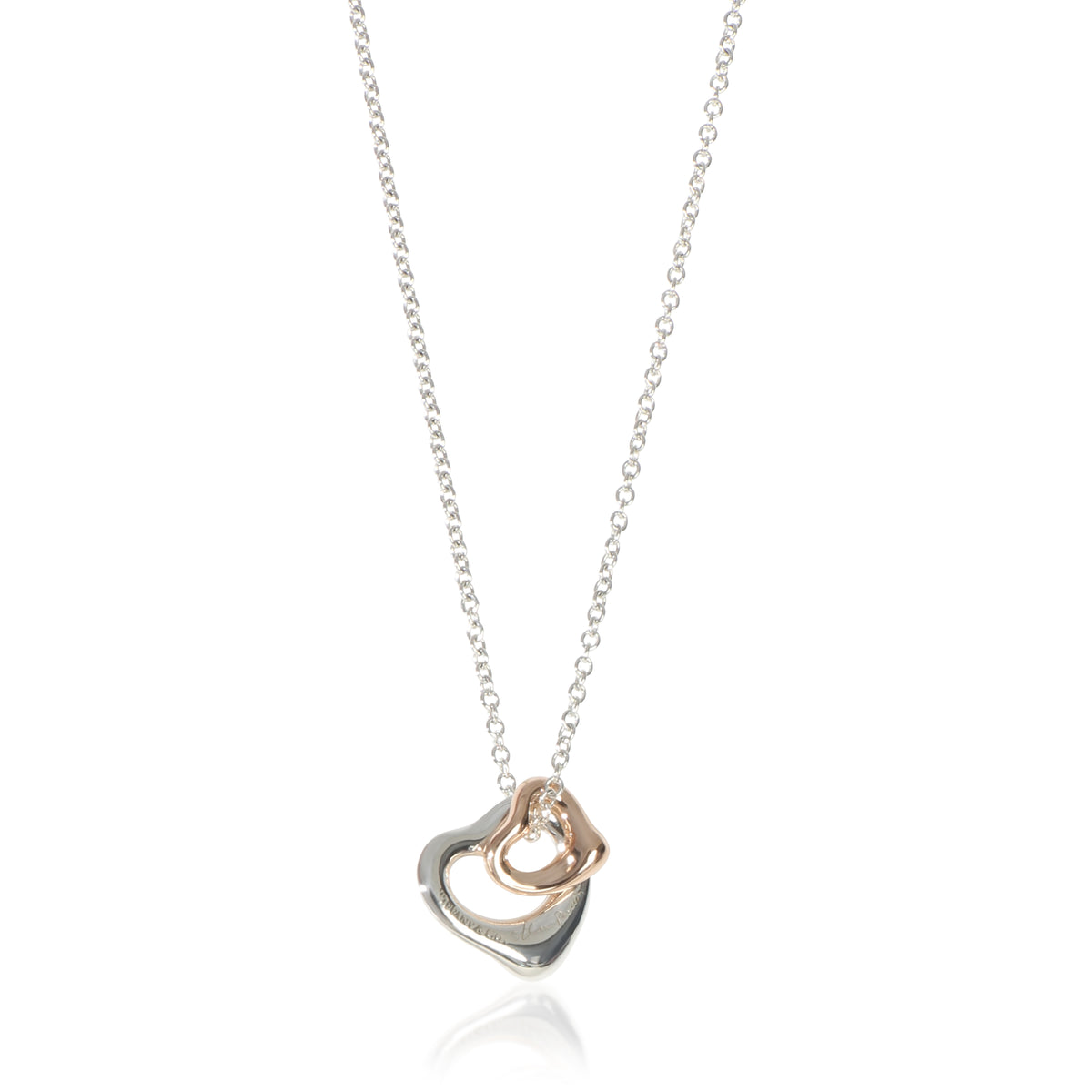 Tiffany & Co. Rose Gold & Sterling Silver Elsa Peretti Extra Open Heart Pendant fv