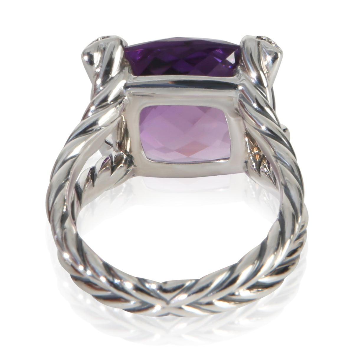 David Yurman Sterling Silver Amethyst and Diamond On Point Ring pv
