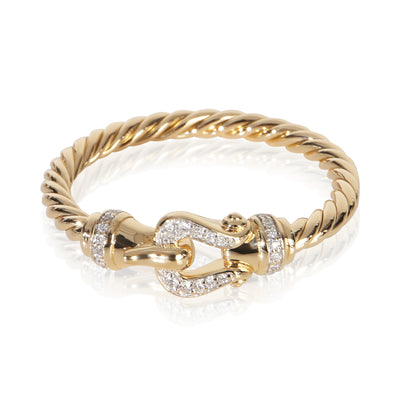 David Yurman Yellow Gold Diamond Petite Buckle Ring fv