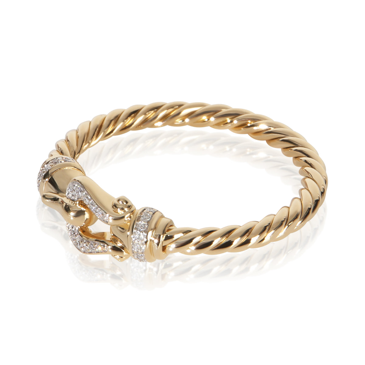 David Yurman Yellow Gold Diamond Petite Buckle Ring sv