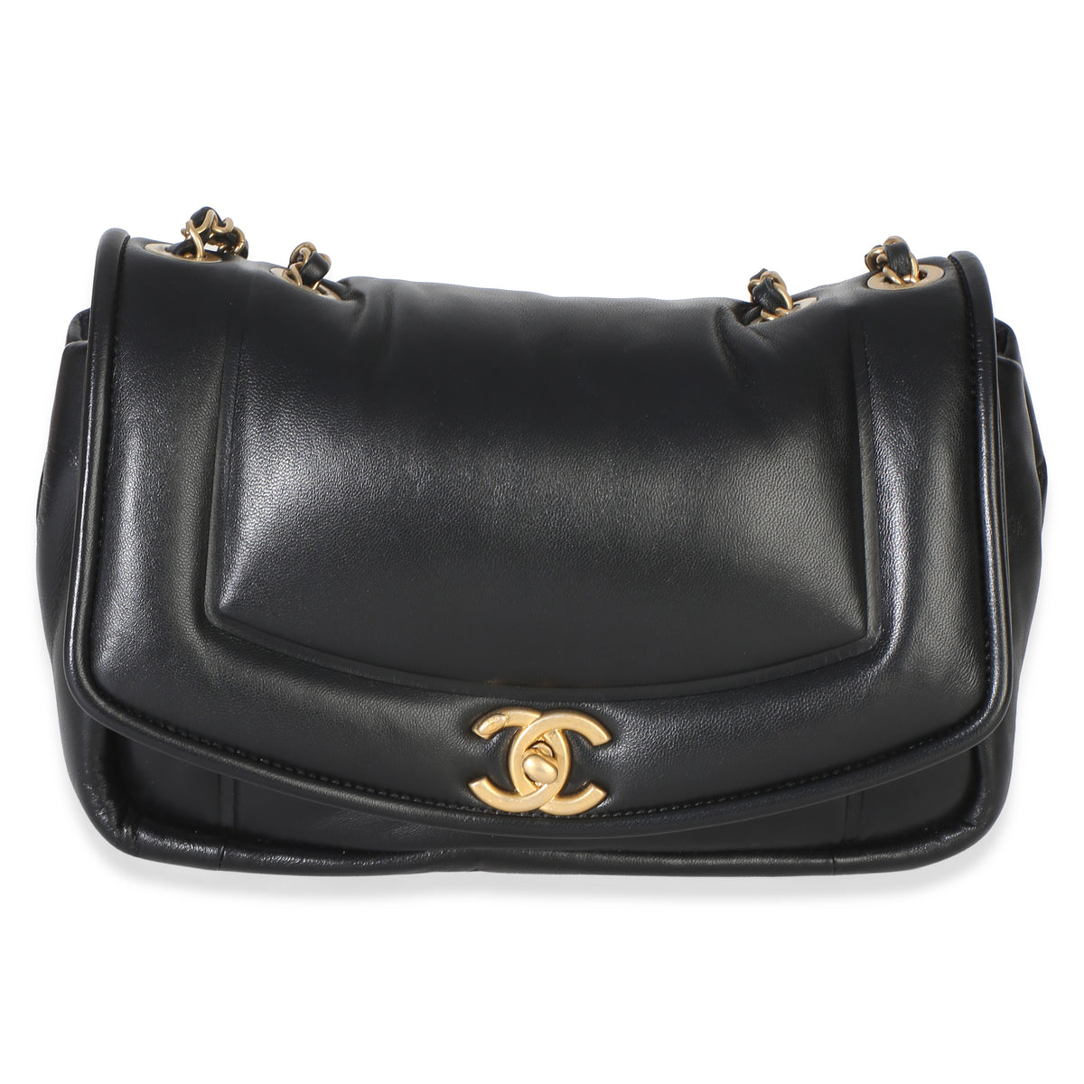 Chanel Black Lambskin Medium Simply Flap Bag Handbag fv