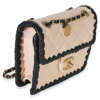 Chanel Black Beige Braided Calfskin Mini My Own Frame Flap Bag Handbag 3