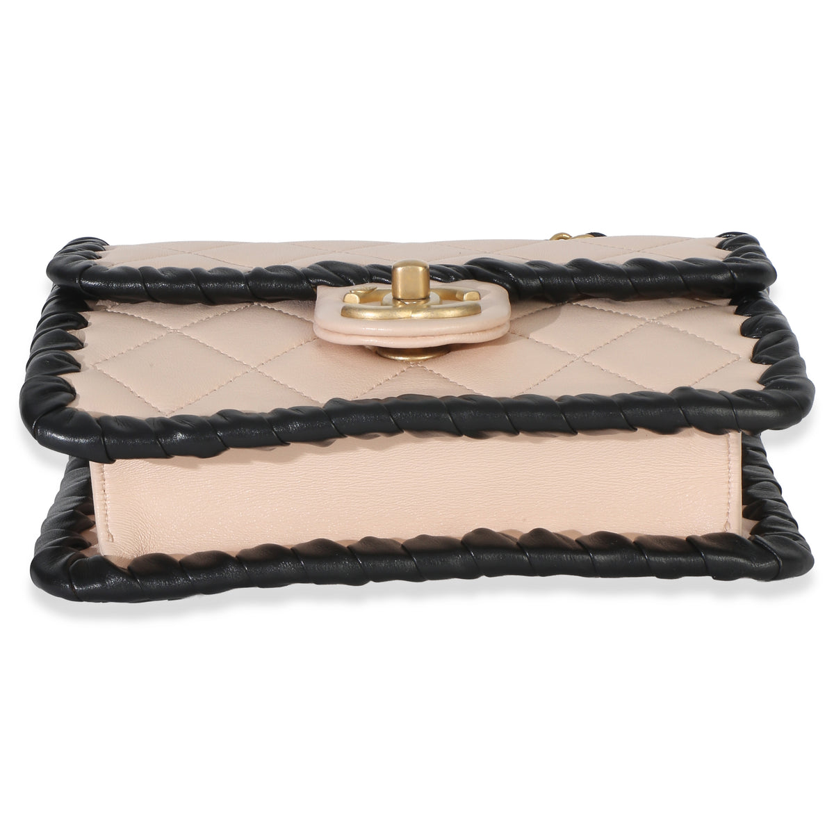 Chanel Black Beige Braided Calfskin Mini My Own Frame Flap Bag Handbag 5