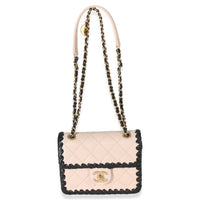 Chanel Black Beige Braided Calfskin Mini My Own Frame Flap Bag Handbag 8