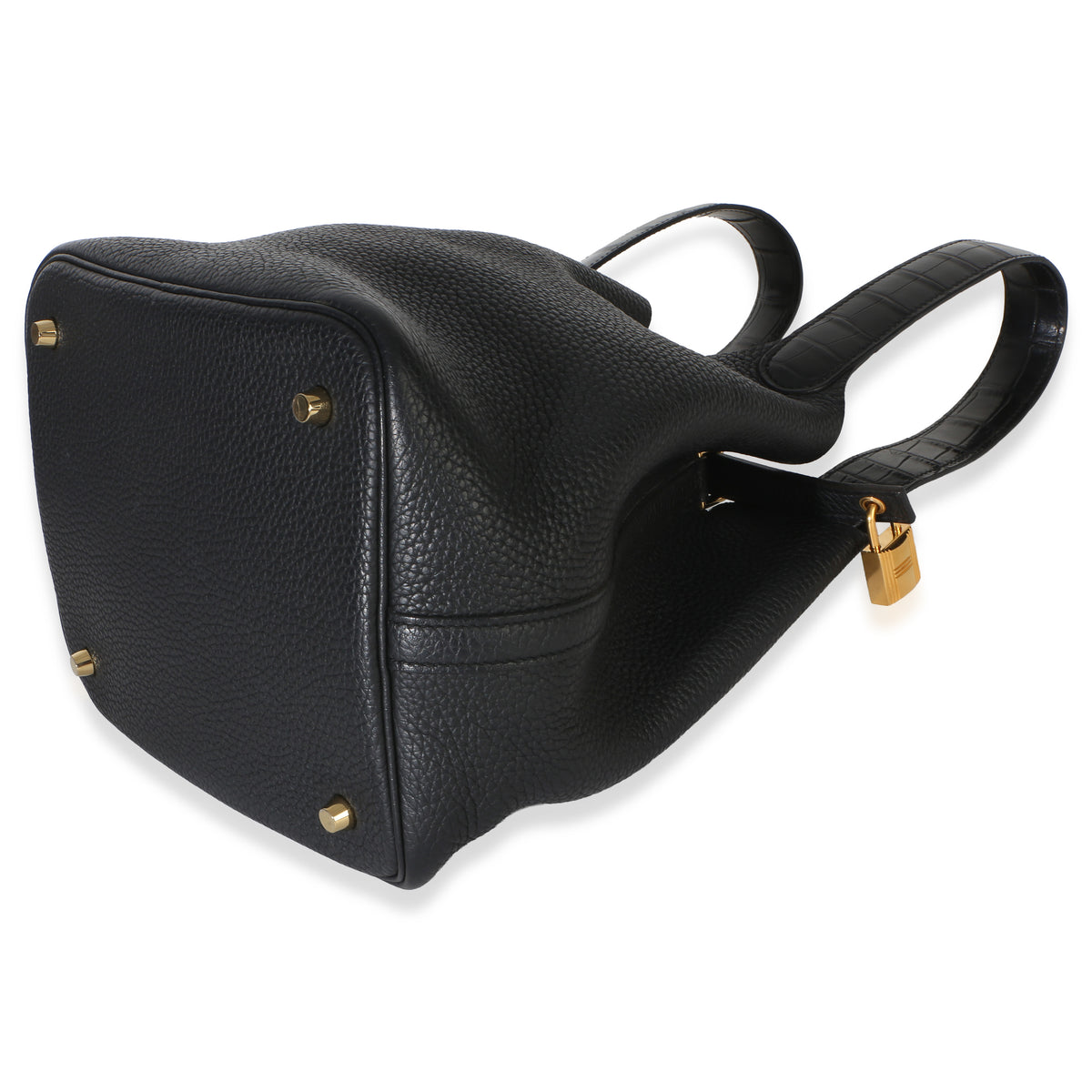 Hermès Black Clemence Matte Alligator Touch Picotin Lock 22 GHW Handbag 6