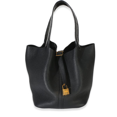 Hermès Black Clemence Matte Alligator Touch Picotin Lock 22 GHW Handbag id