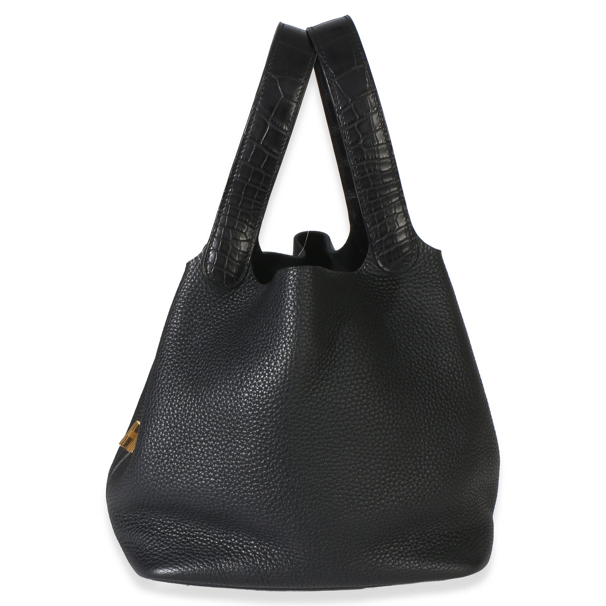 Hermès Black Clemence Matte Alligator Touch Picotin Lock 22 GHW Handbag 2