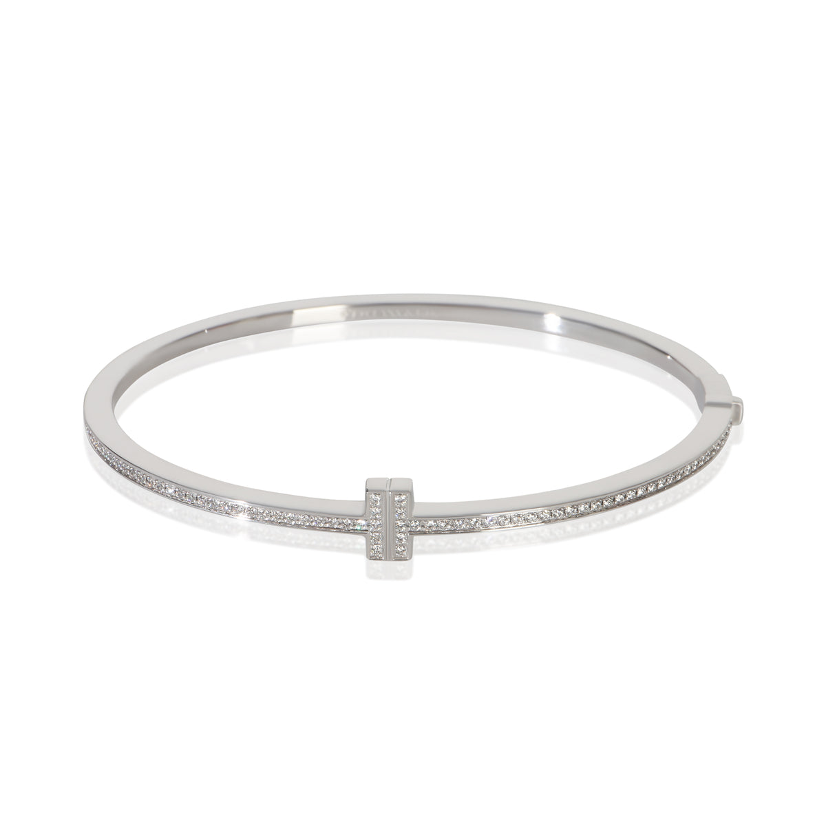 Tiffany & Co. White Gold Diamond Tiffany T Narrow Hinged Bracelet fv