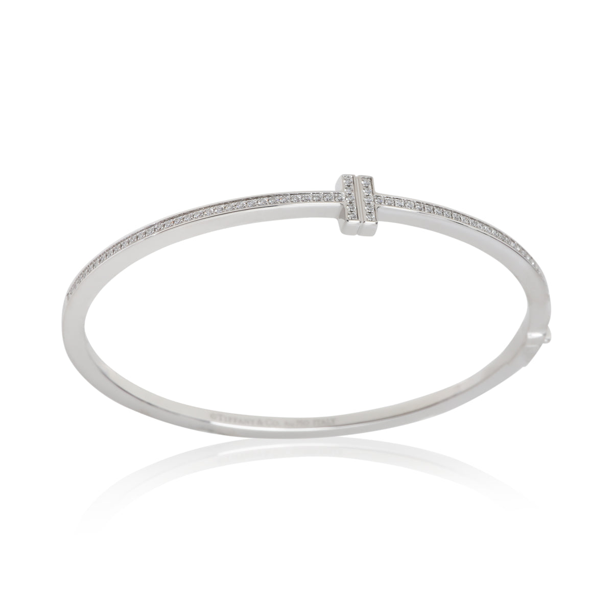 Tiffany & Co. White Gold Diamond Tiffany T Narrow Hinged Bracelet av