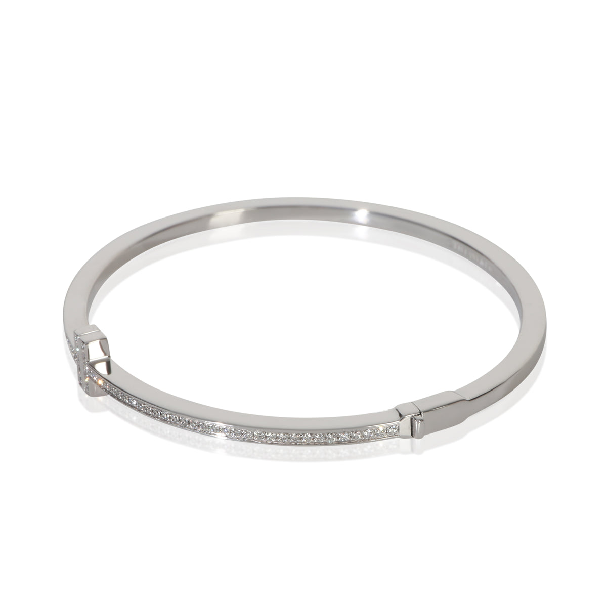 Tiffany & Co. White Gold Diamond Tiffany T Narrow Hinged Bracelet sv