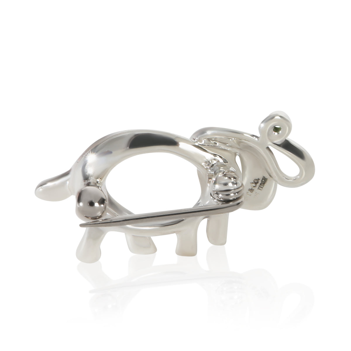 Tiffany & Co. Sterling Silver Tsavorite Save The Wild Elephant Brooch pv