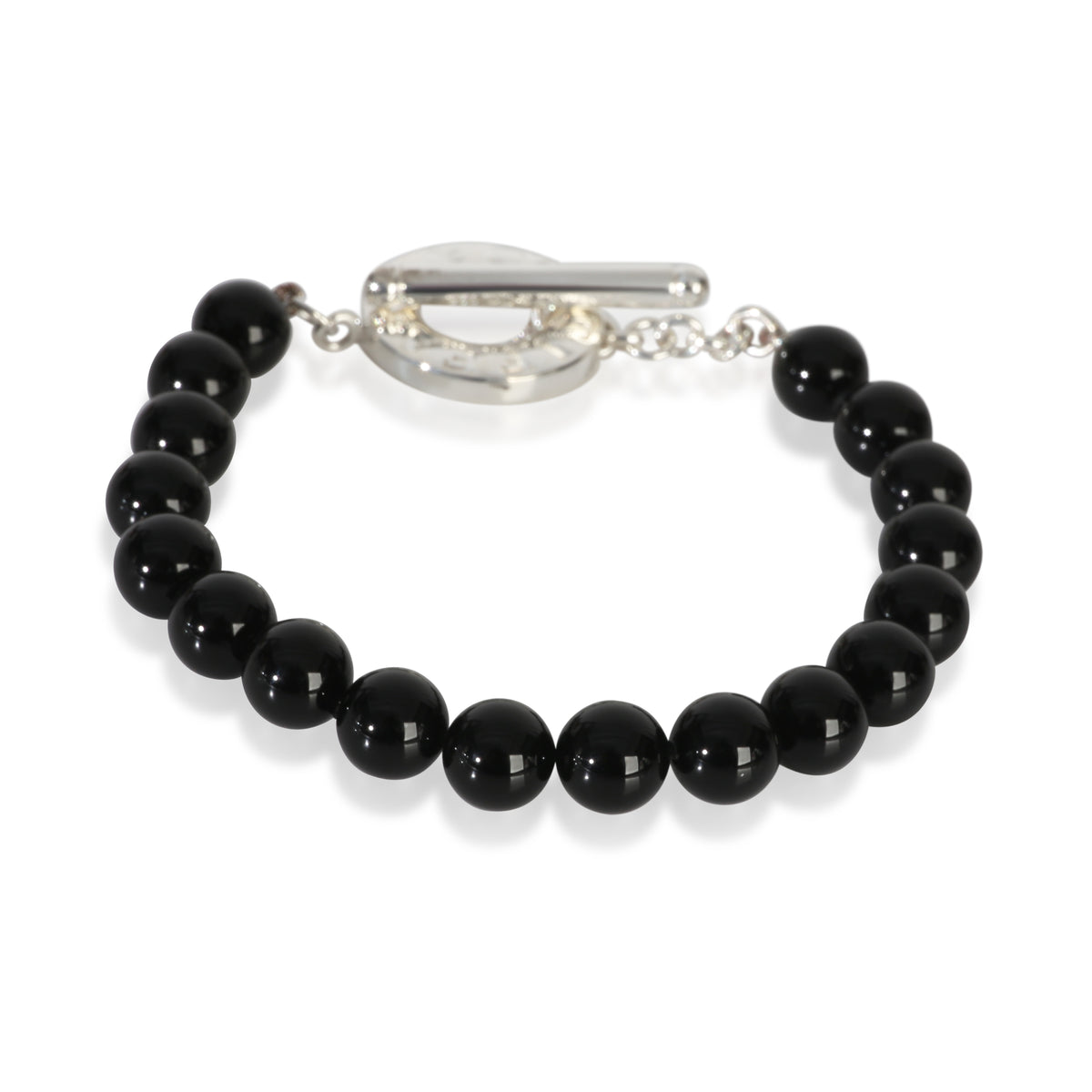 Tiffany & Co. Sterling Silver Onyx Bead Bracelet pv