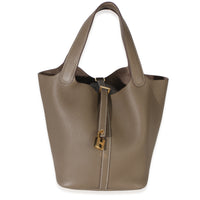 Hermès Etoupe Clemence Picotin Lock 22 PHW Handbag fv
