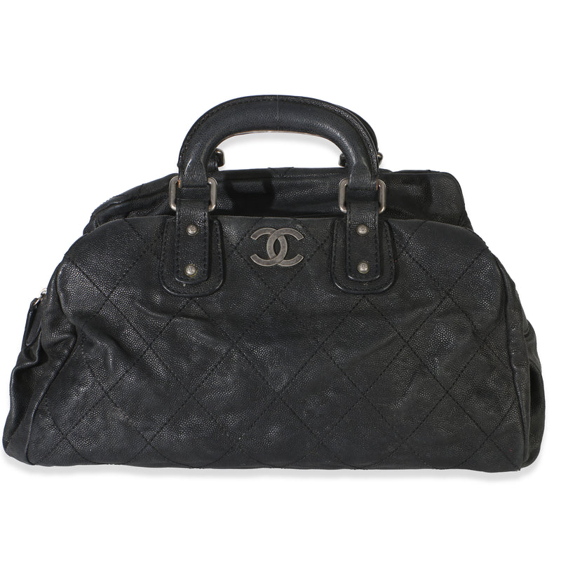 Chanel Black Quilted Caviar Large Outdoor Ligne Doctor Bowler Bag Handbag id