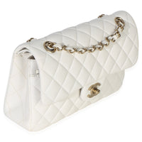 Chanel White Quilted Caviar Small Classic Double Flap Handbag Handbag 3