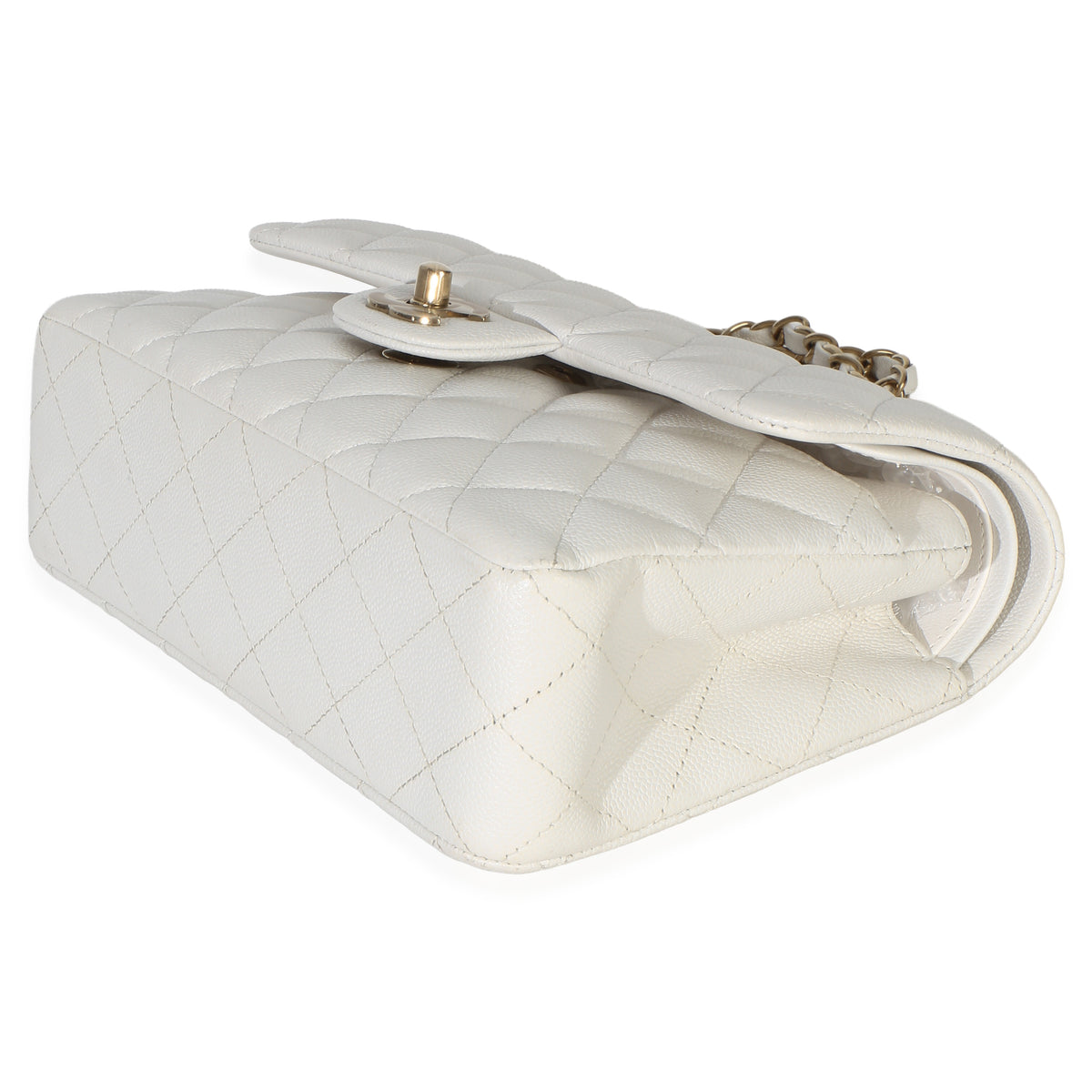 Chanel White Quilted Caviar Small Classic Double Flap Handbag Handbag 6