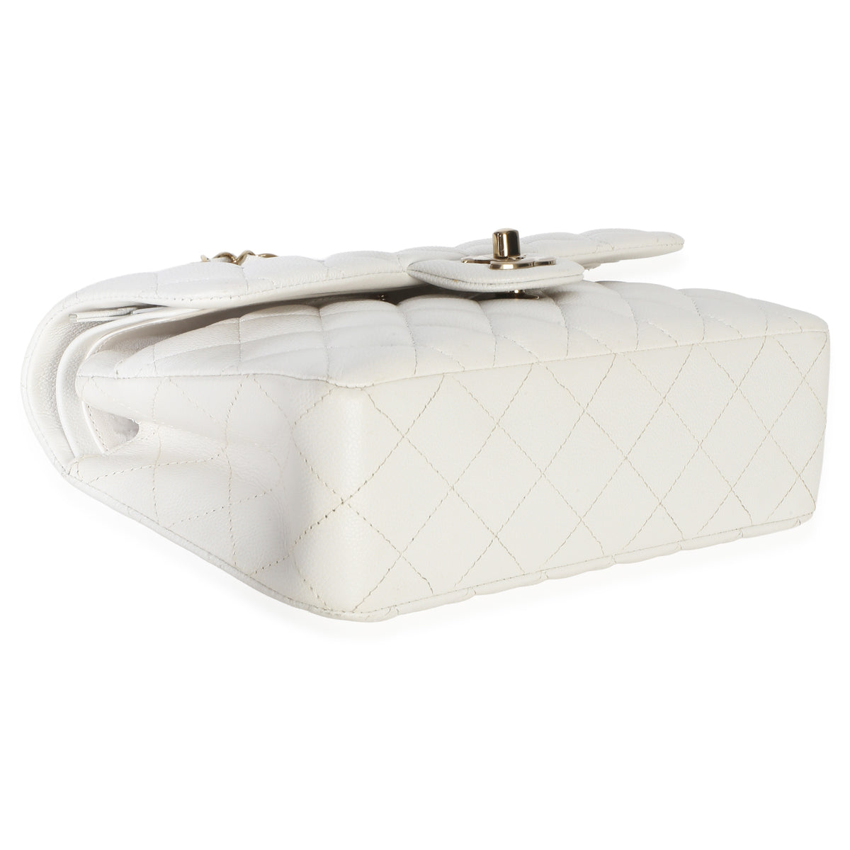 Chanel White Quilted Caviar Small Classic Double Flap Handbag Handbag 7