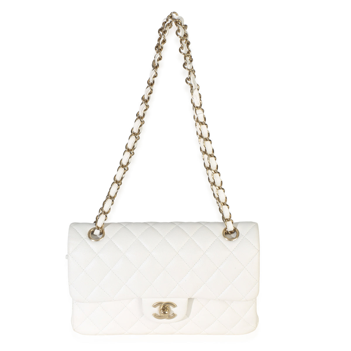 Chanel White Quilted Caviar Small Classic Double Flap Handbag Handbag 8
