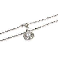David Yurman Sterling Silver Pearl and Diamond Crossover Pendant sv