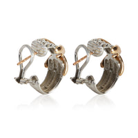 David Yurman Yellow Gold & Sterling Silver  Cable X Hoop Earrings pv