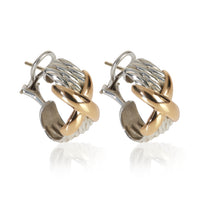 David Yurman Yellow Gold & Sterling Silver  Cable X Hoop Earrings sv