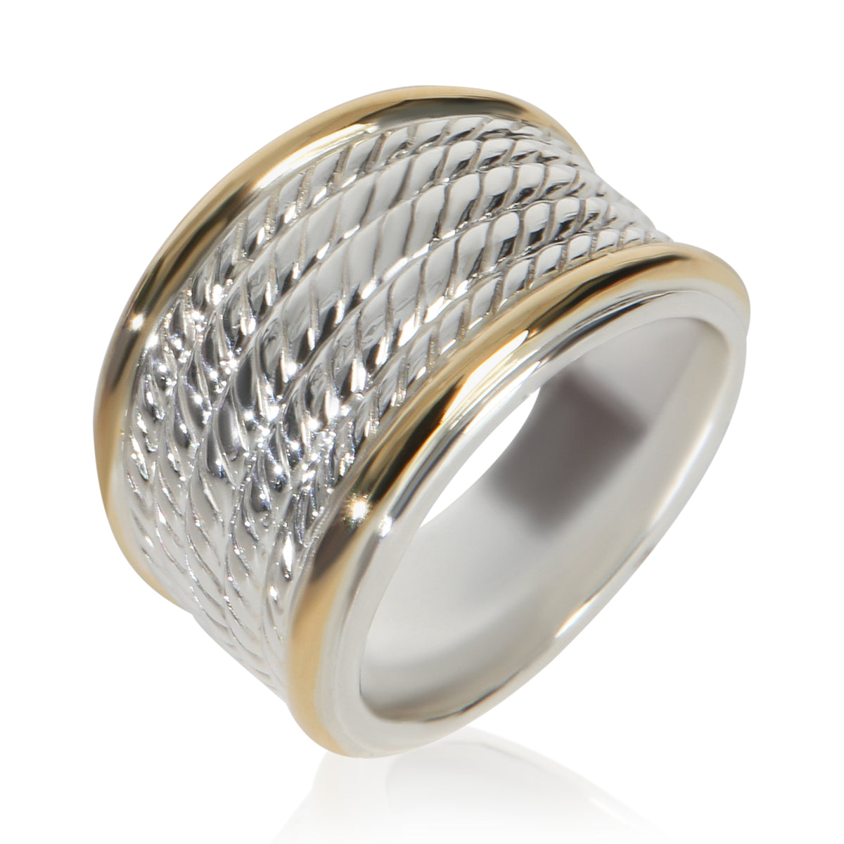 David Yurman Yellow Gold & Sterling Silver  5 Row Cable Band bv