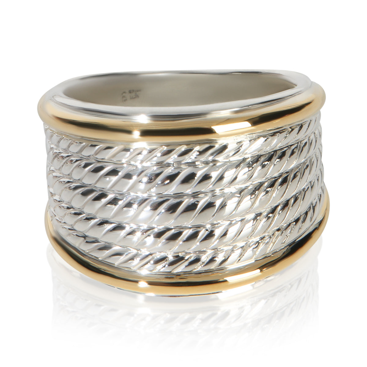 David Yurman Yellow Gold & Sterling Silver  5 Row Cable Band fv