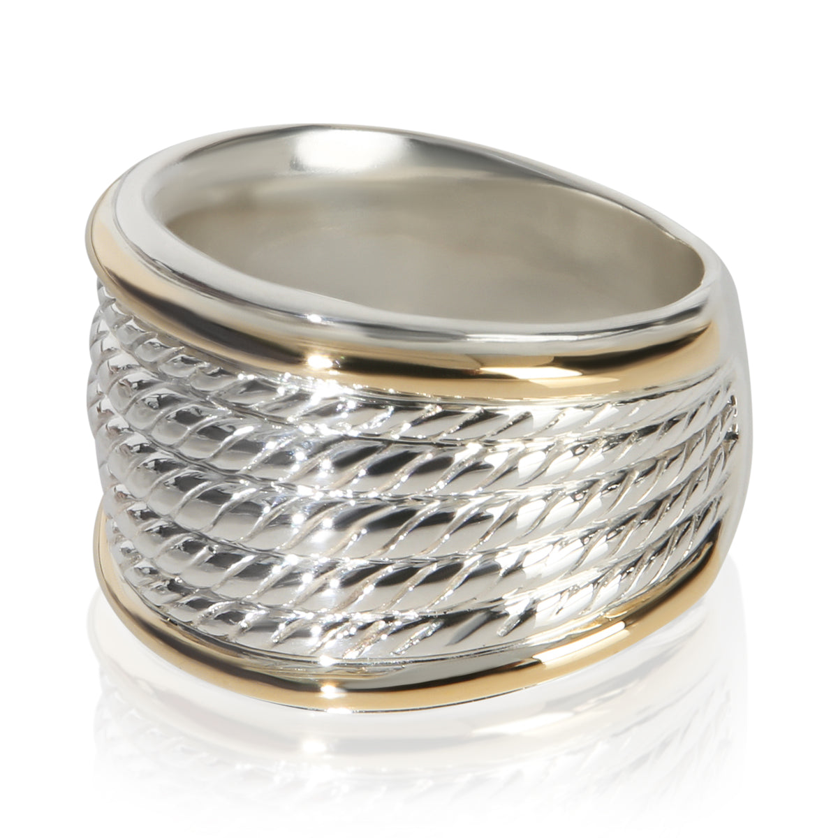 David Yurman Yellow Gold & Sterling Silver  5 Row Cable Band sv